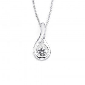 Sterling+Silver+Cubic+Zirconia+Drop+Pendant