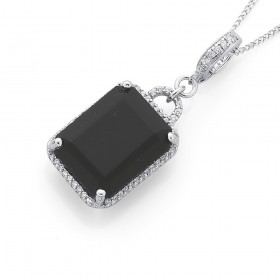 Sterling+Silver+Onyx+Pendant