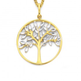 9ct+Two+Tone+Tree+of+Life+Pendant