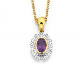 9ct+Amethyst+%26amp%3B+Diamond+Pendant