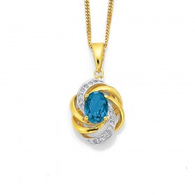 9ct+Blue+Topaz+%26amp%3B+Diamond+Pendant