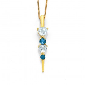 9ct+Shades+of+Blue+Topaz+%26amp%3B+Diamond+Pendant