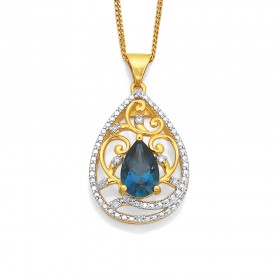 9ct-Blue-Topaz-Diamond-Pendant on sale