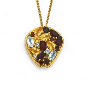 9ct+Multi+Gemstone+Pendant