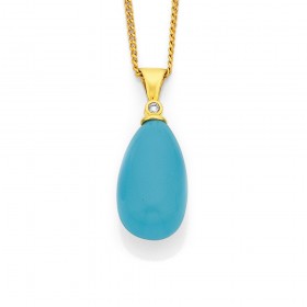 9ct+Turquoise+%26amp%3B+Diamond+Pendant