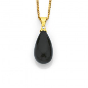 9ct+Onyx+%26amp%3B+Diamond+Pendant