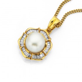 9ct+Freshwater+Pearl+%26amp%3B+Diamond+Pendant