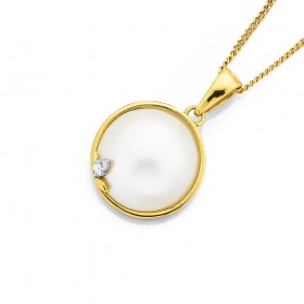 9ct+Mabe+Pearl+%26amp%3B+Diamond+Pendant