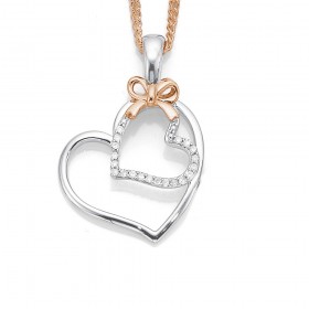 9ct+White+Gold+Heart+Diamond+Set+Pendant