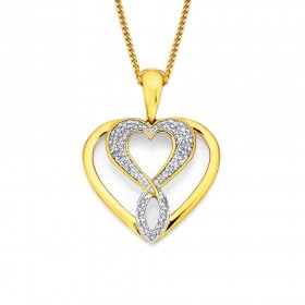 9ct-Diamond-Set-Twist-Heart-Pendant on sale