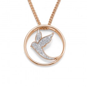 9ct+Rose+Gold+Diamond+Set+Pendant