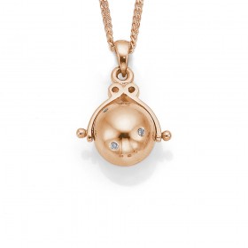 9ct+Rose+Gold+Diamond+Ball+Pendant