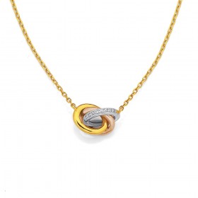 9ct-Tri-Tone-Knot-Necklet on sale