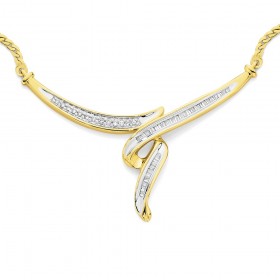 9ct+Twist+Diamond+Necklet