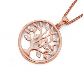 9ct+Rose+Gold+Diamond+%27Tree+of+Life%27+Pendant