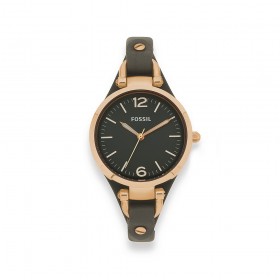 Fossil-Ladies-Rose-Gold-Tone-Leather-Strap-Watch on sale