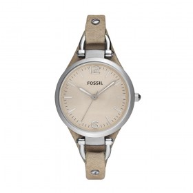 Fossil-Ladies-Silver-Tone-Tan-Strap on sale