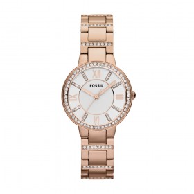 Fossil+Ladies+Virginia+Rose+Gold+Tone+Stone+Set+Bezel