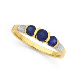 9ct-Created-Sapphire-Diamond-Ring on sale