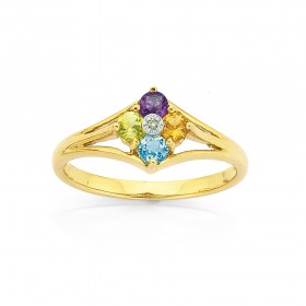 9ct+Gold+Multi+Colour+Stone+%26amp%3B+Diamond+Ring