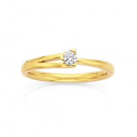 9ct+Gold+Triangle+Diamond+Set+Ring