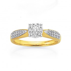 9ct+Cluster+Diamond+Ring