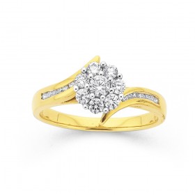 9ct-Diamond-Cluster-Ring on sale