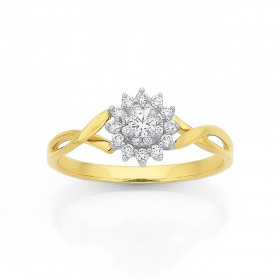 9ct+Cluster+Diamond+Ring