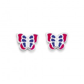 Sterling+Silver+Enamel+Butterfly+Studs