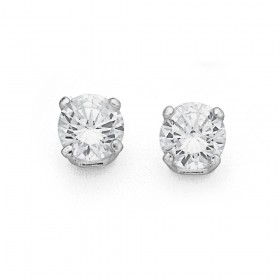 Sterling+Silver+Cubic+Zirconia+Stud+Earrings