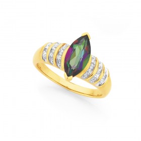 9ct+Mystic+Topaz+%26amp%3B+Diamond+Stripe+Ring