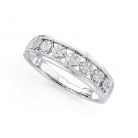 9ct+White+Gold+Diamond+Ring