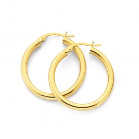 9ct+25mm+Polished+Hoop+Earrings