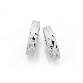 Diamond+Cut+Huggie+Earrings+in+9ct+White+Gold