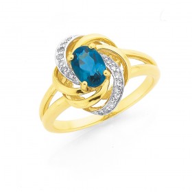 9ct+London+Blue+Topaz+%26amp%3B+Diamond+Ring