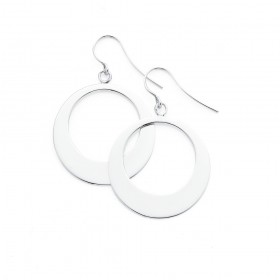 Sterling+Silver+30mm+Circle+Hook+Earrings