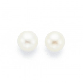 Sterling+Silver+6-6.5mm+Freshwater+Pearl+Studs