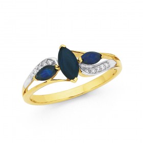 9ct+Sapphire+%26amp%3B+Diamond+Ring