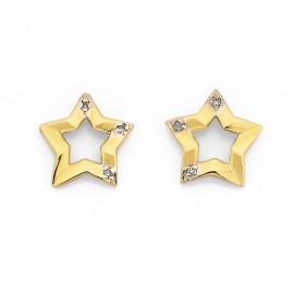 9ct-Diamond-Set-Open-Star-Earrings on sale