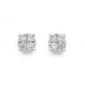 9ct-White-Gold-Cluster-Diamond-Studs on sale