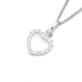 Sterling-Silver-Cubic-Zirconia-Heart-Pendant on sale