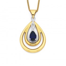 9ct+Created+Sapphire+Pendant