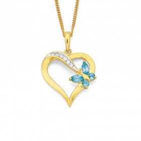 9ct+Blue+Topaz+%26amp%3B+Diamond+Pendant