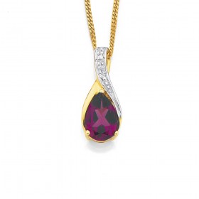 9ct+Rhodolite+Garnet+%26amp%3B+Diamond+Pendant