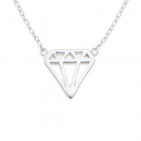 Sterling+Silver+Diamond-Shape+Necklet