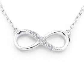 Sterling+Silver+Cubic+Zirconia+Infinity+Necklet