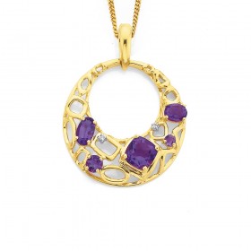 9ct+Amethyst+Pendant+with+Diamond+Accent