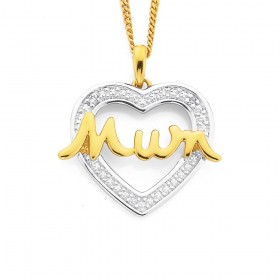 9ct%2C+Diamond+Set+Mum+Heart+Pendant