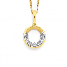 9ct+Circle+Diamond+Set+Pendant