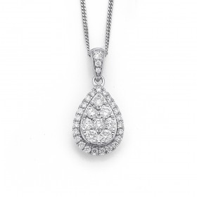 9ct-White-Gold-Diamond-Pendant-Total-Diamond-Weight-50ct on sale